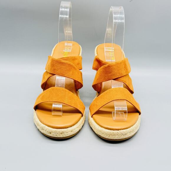 J Crew Sandals Womens 9 Brown Suede Espadrille Wedge Strappy Platform Heel - Picture 3 of 13